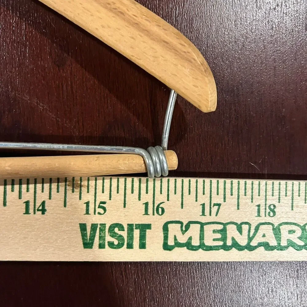 Lot 7 Wooden Suit Hangers Mixed Brands Wood Bar Metal Supports Adult Size